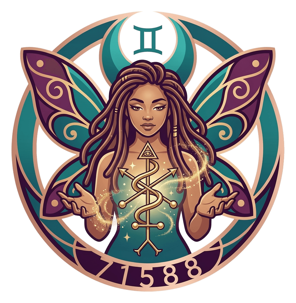 Quita's Fairy Kiss: a light-skinned Black fairy with long dreads and glowing wings